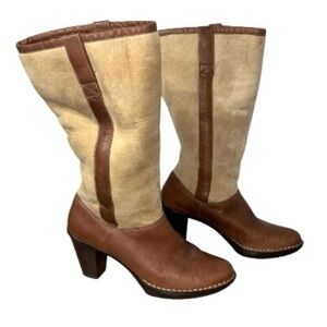 Sofft Genuine Suede Leather Shearling Tall Boots Heels Comfort Fall Size 10